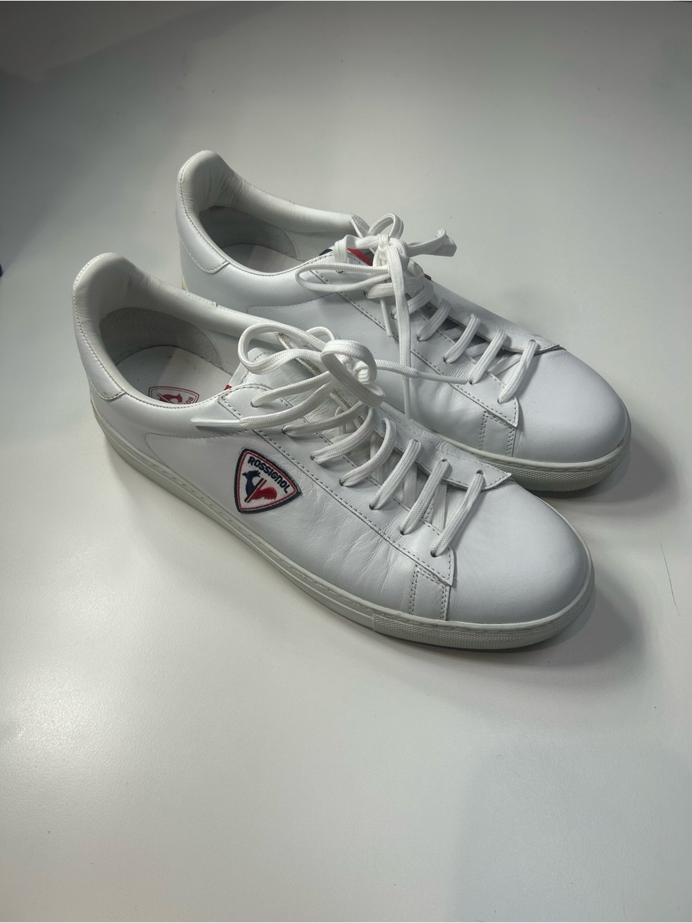 Rossignol White Leather Low-Top Sneakers with Red Logo